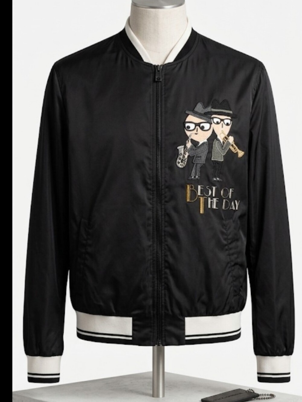 Dolce & Gabbana Black Satin Nylon Bomber Jacket M/L Italy "Best Of The Day"